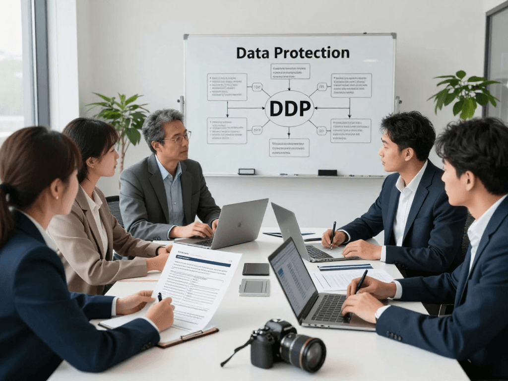 Startseite für individuelle Datenschutzlösungen in modernem Büro mit Experten.