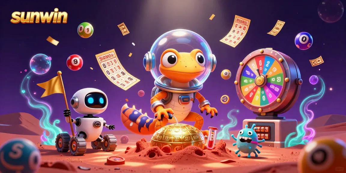 Experience the thrill of sunwin with 3D characters uncovering a buried casino in vibrant detail.