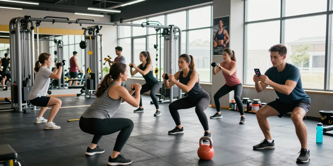 Deus Medical Produkte und Sportler in modernem Fitnessstudio beim Training.