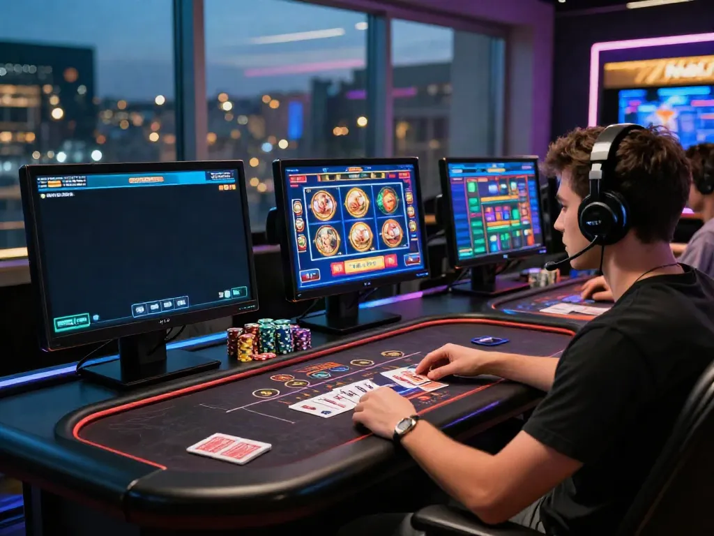 Nbet player enjoying an exciting casino game at home.