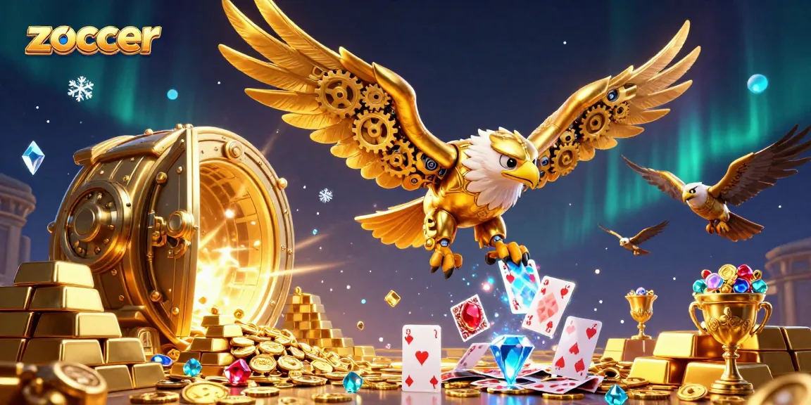 Zoccer players dive into wins through a golden treasure vault filled with jewels and games.