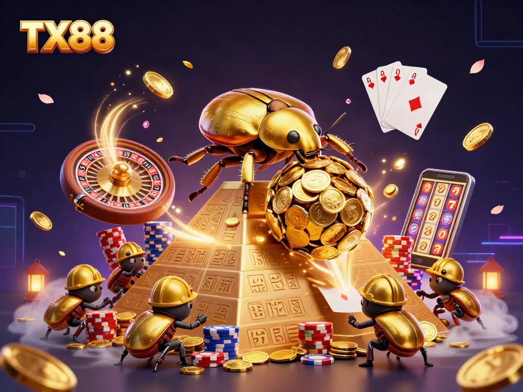 TX88 offers an immersive gaming experience with vibrant, golden casino elements and thrilling gameplay.