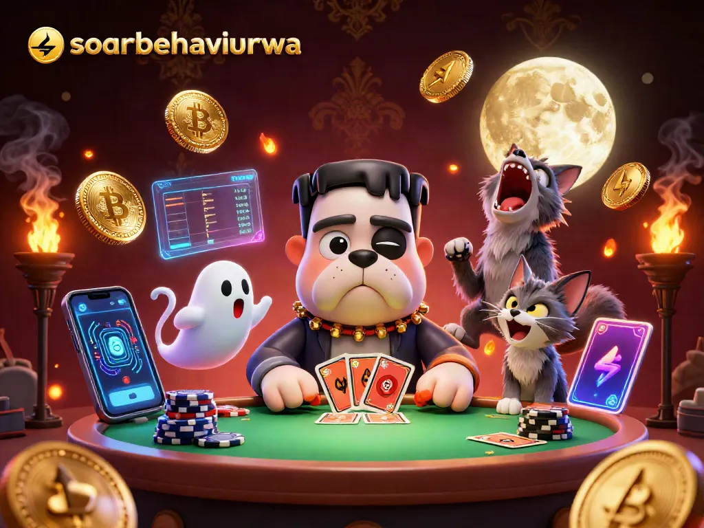 soarbehaviorwa engages players with a thrilling card game scene featuring unique characters and crypto elements.